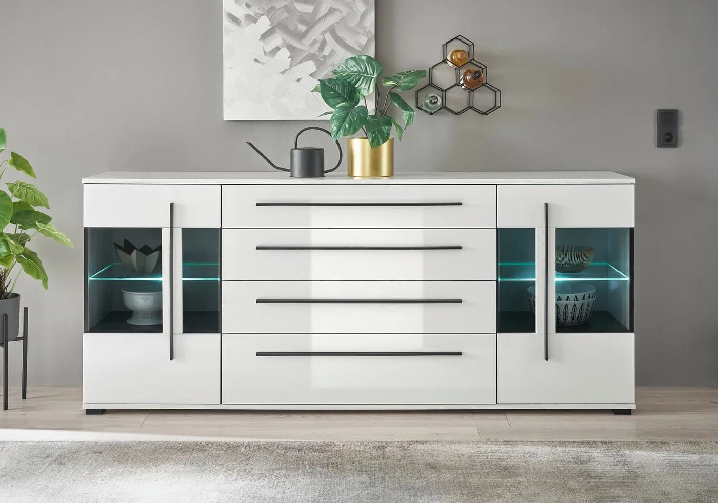Home affaire Sideboard Cantara Weiß Hochglanz Modern