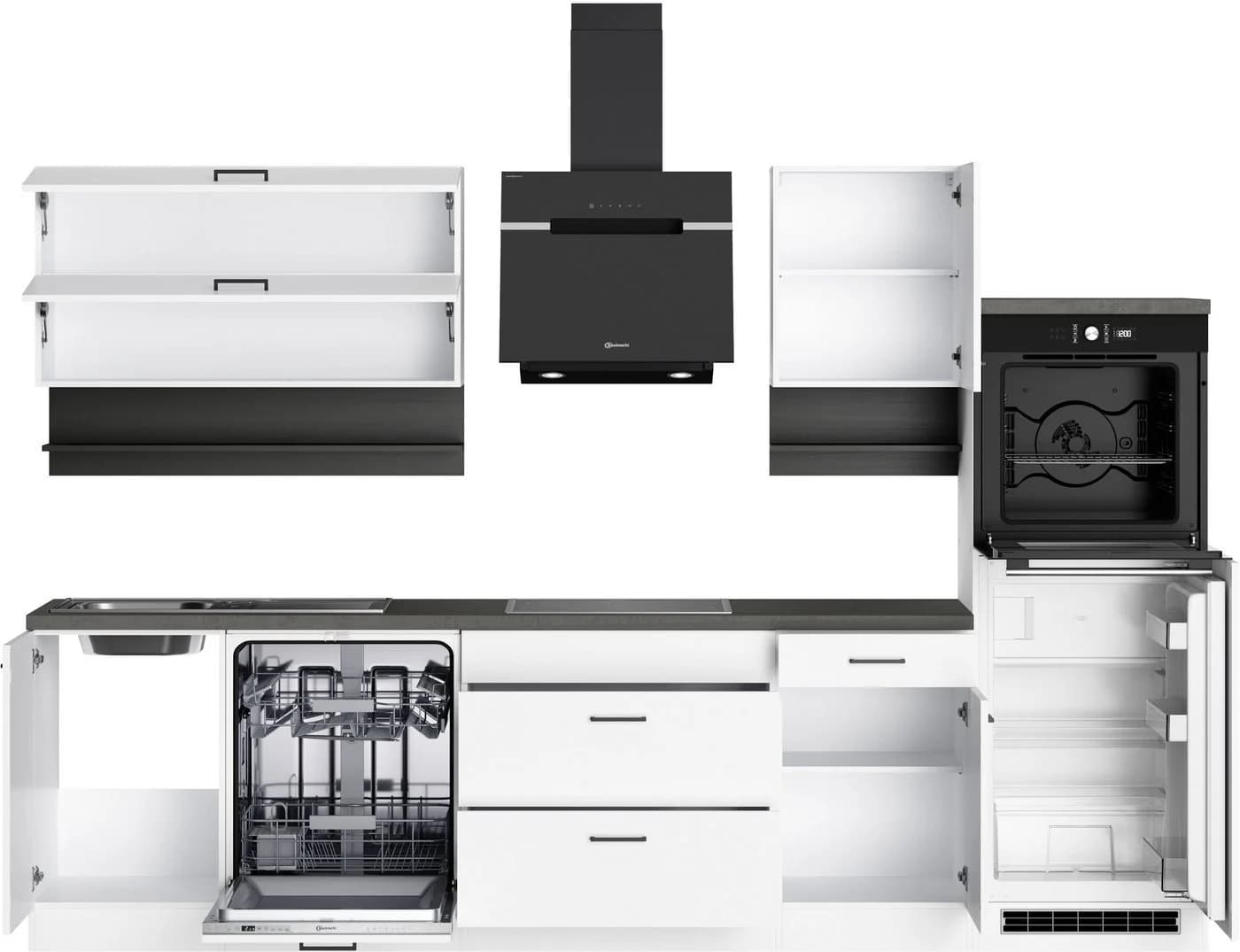 KOCHSTATION Küchenzeile Betty 300 cm mit Bauknecht E-Geräten Weiß/Grau - Bild 5