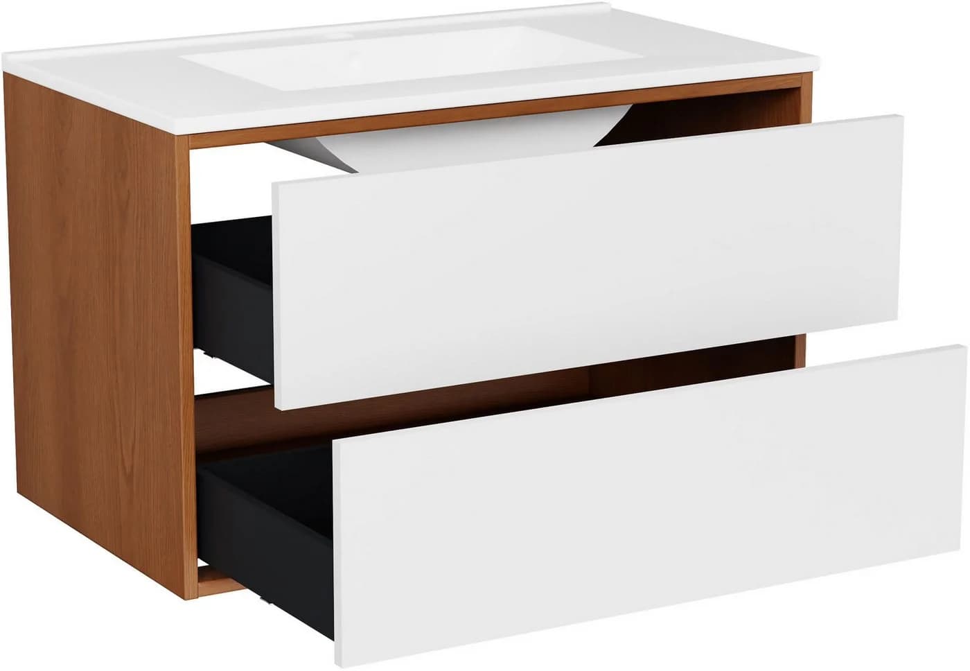 Welltime Waschtisch Line mit Waschbecken, FSC-zertifiziertes Holz, Push-to-open, Eiche Weiß - Bild 4