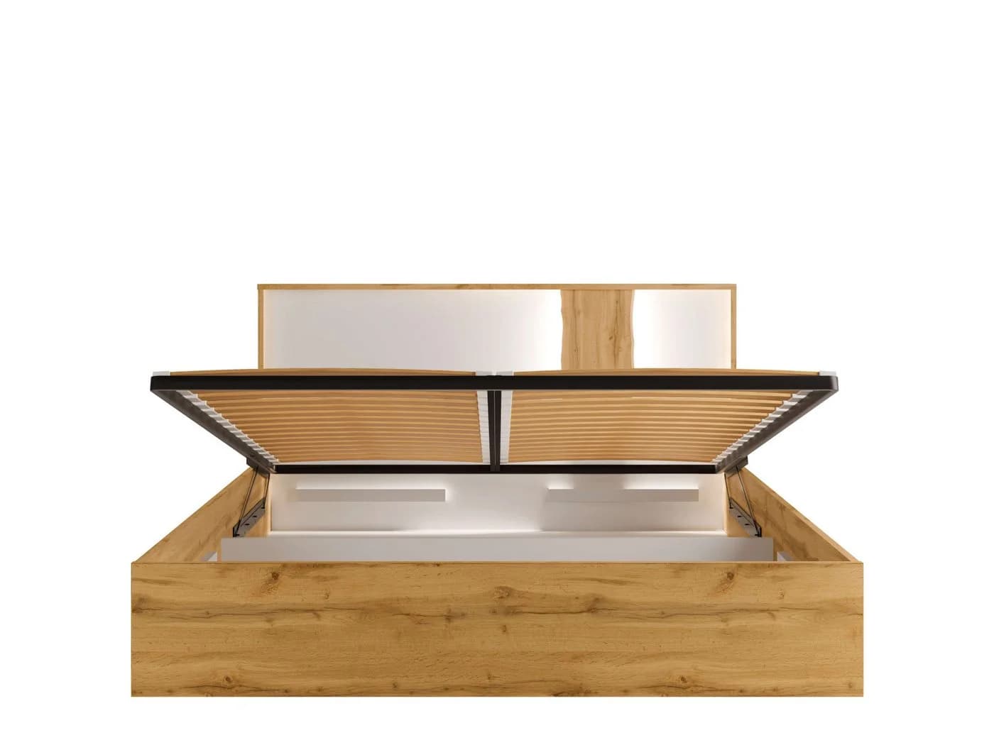 Home Affaire Bett Fabella mit Stauraum und LED-Beleuchtung Weiß/Natur - Bild 5