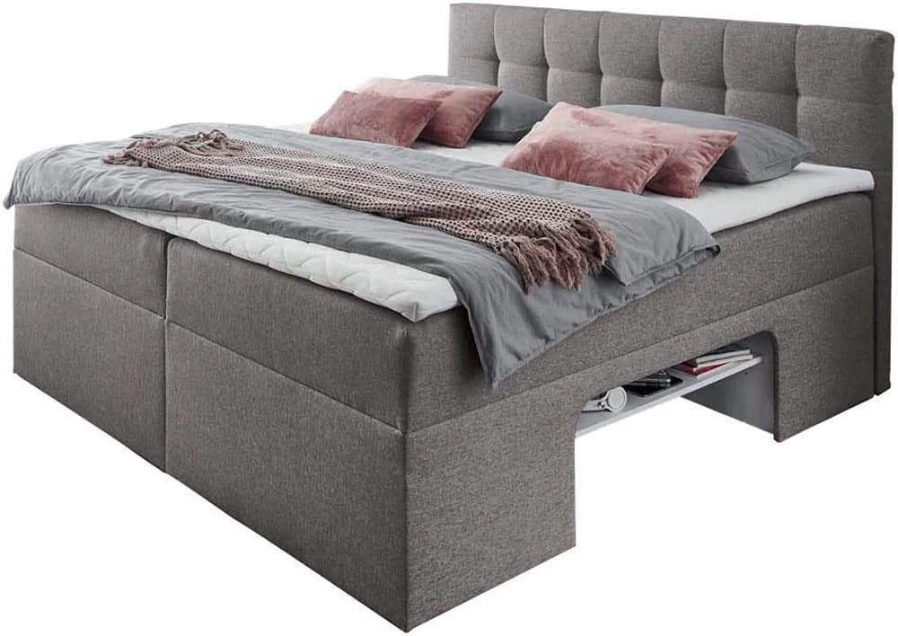 Boxbett HOME AFFAIRE Taupe mit Bettkasten und Matratzen