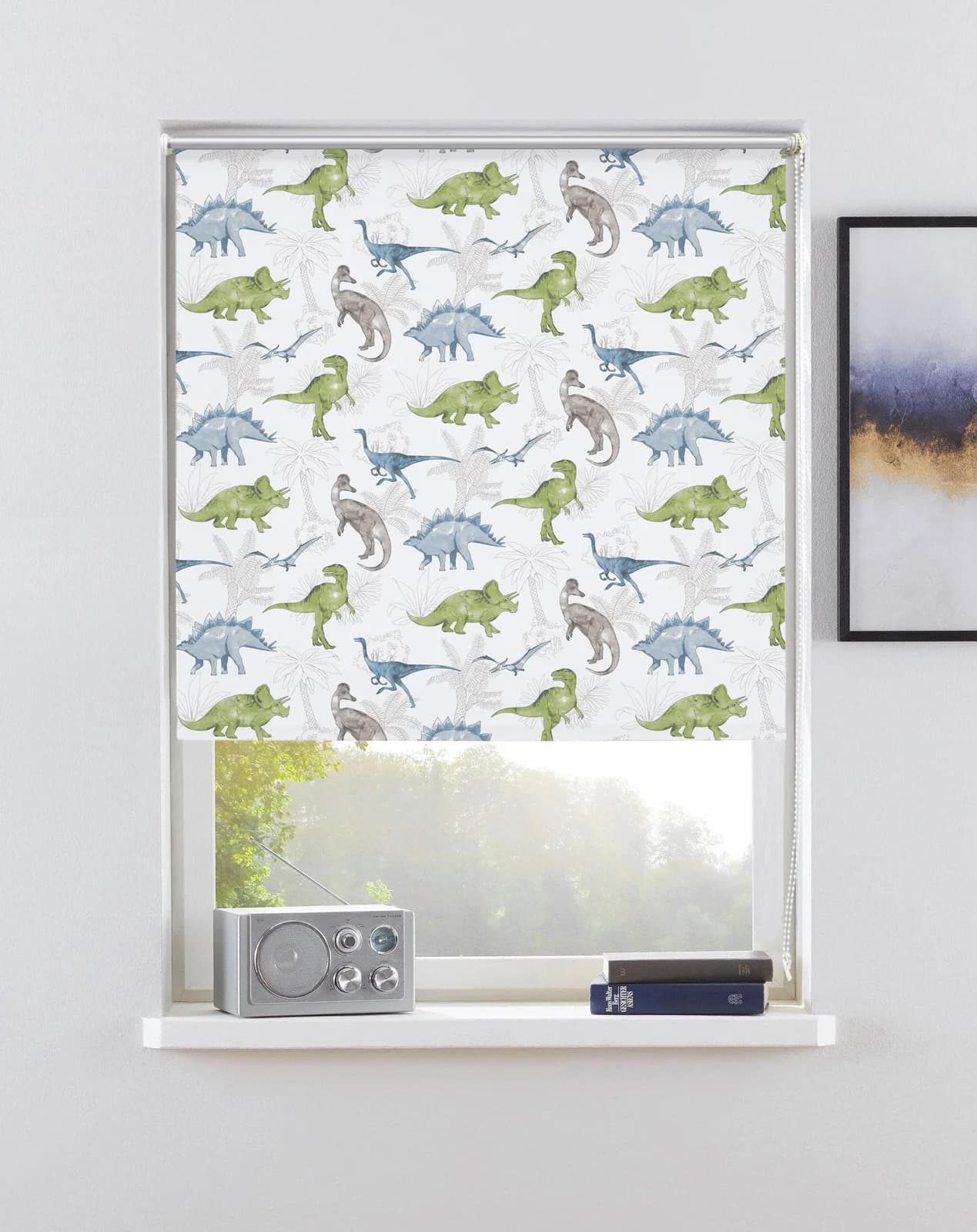 OTTO HOME Rollo DINO Kinderrollo Blau-Grün-Grau Klemmfix Verdunkelung