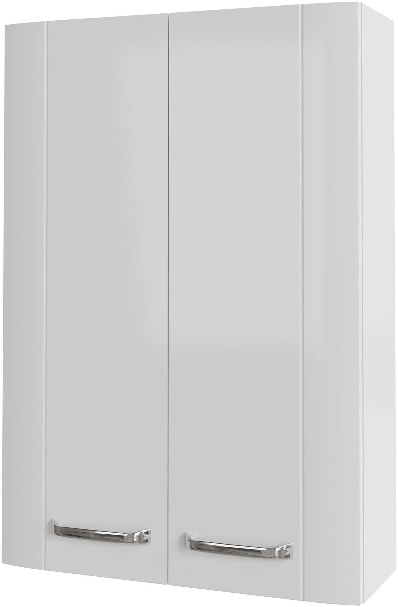 Hängeschrank SAPHIR Serie 3006 Badschrank 50cm 2 Türen 2 Glaseinlegeböden Weiß