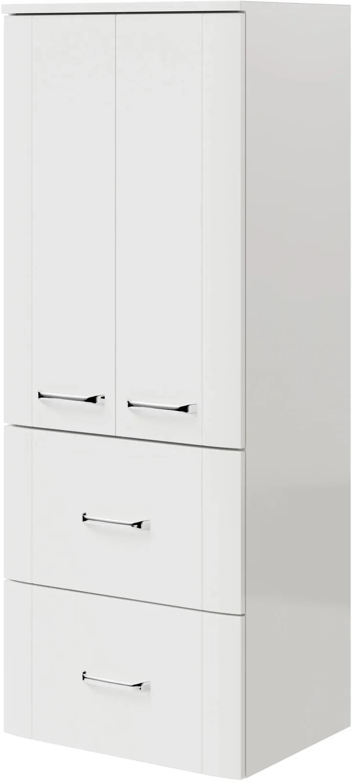 Midischrank SAPHIR Serie 3006 Badschrank 50cm 2 Türen 2 Schubladen Türdämpfer Weiß