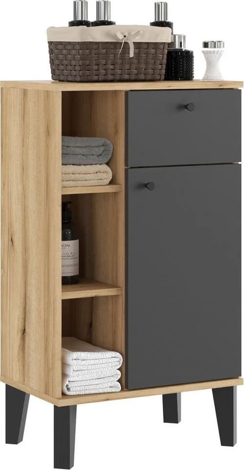 INOSIGN Midischrank Oslo Badschrank mit Knopfgriff Skandinavisches Design - Bild 5