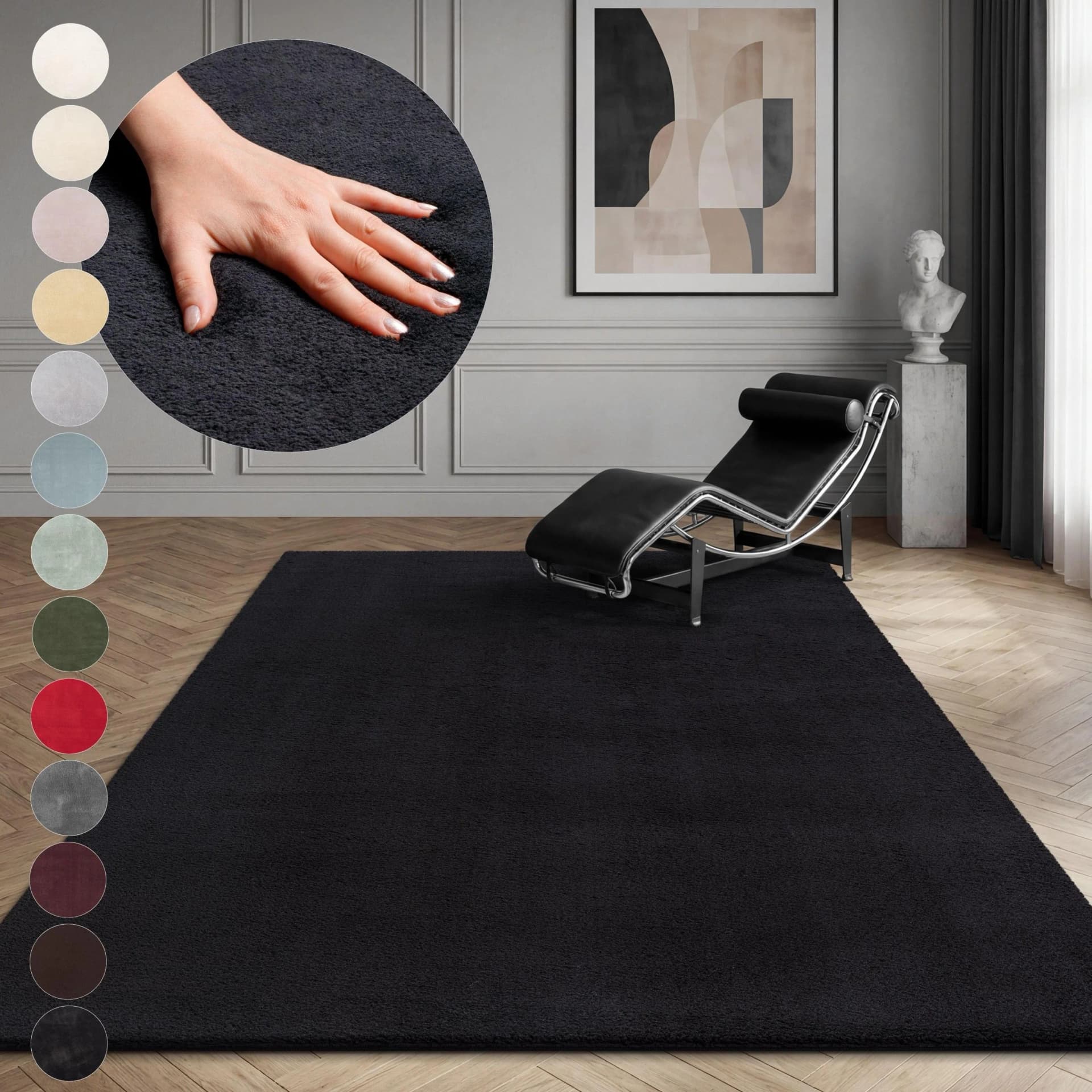 MY HOME Arabell Kunstfellteppich Schwarz Flauschig