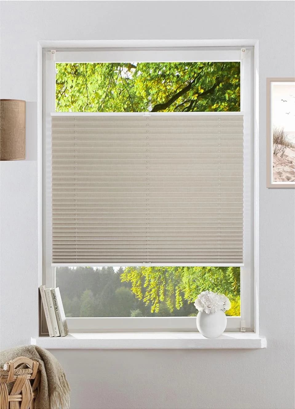 Plissee MY HOME "Willa" Gr. 9, beige (natur) 100% Polyester