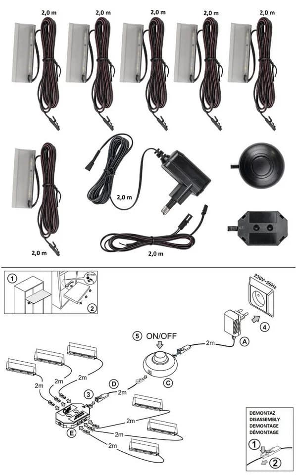HOME AFFAIRE VERA II Wohnwand Set Schwarz Hochglanz mit LED - Bild 5