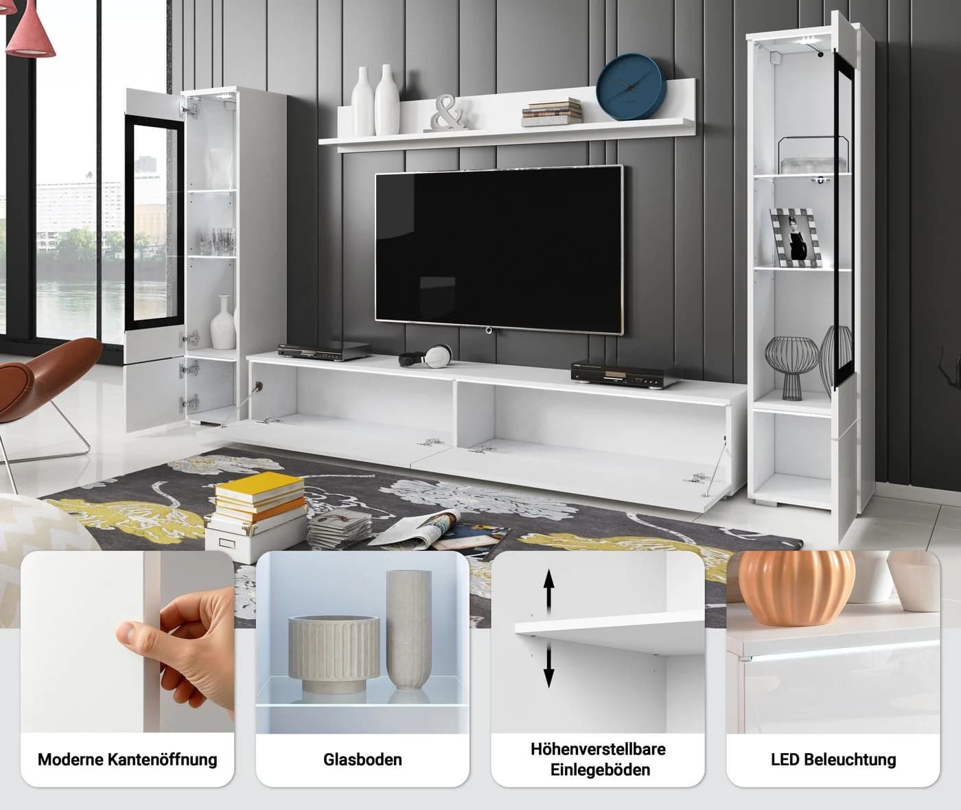 Home Affaire Wohnwand VERA II Schwarz mit LED-Beleuchtung - Bild 4