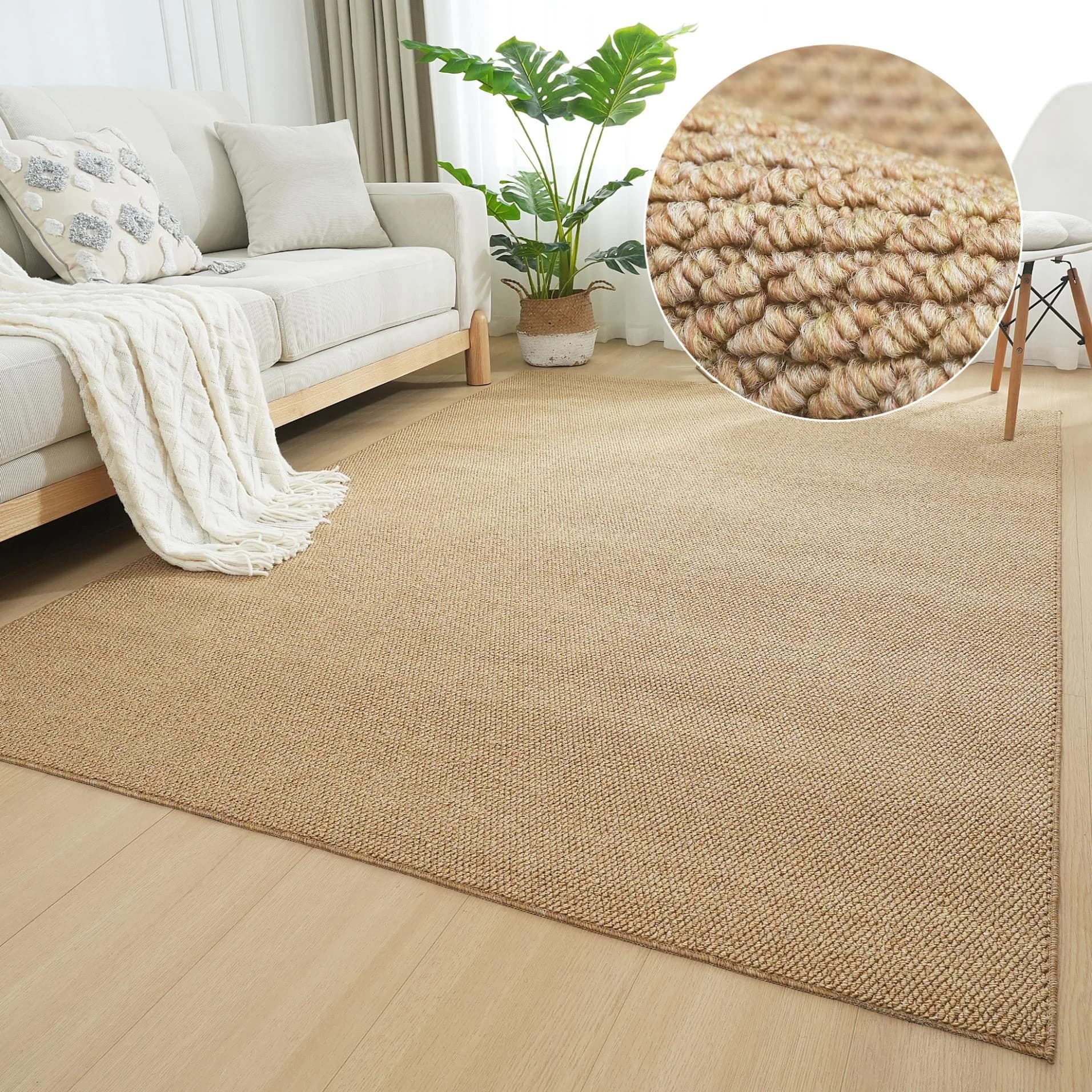 MY HOME Teppich Lilia Gold Uni-Design Sisal-Optik