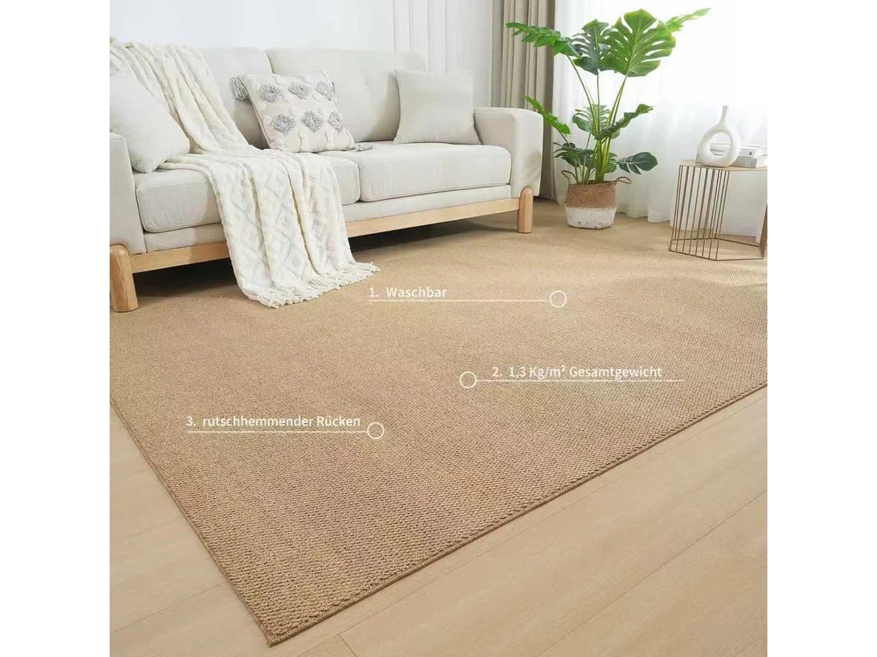 Teppich OTTO HOME Lilia Gold Kunstfaser 60x90cm - Bild 3