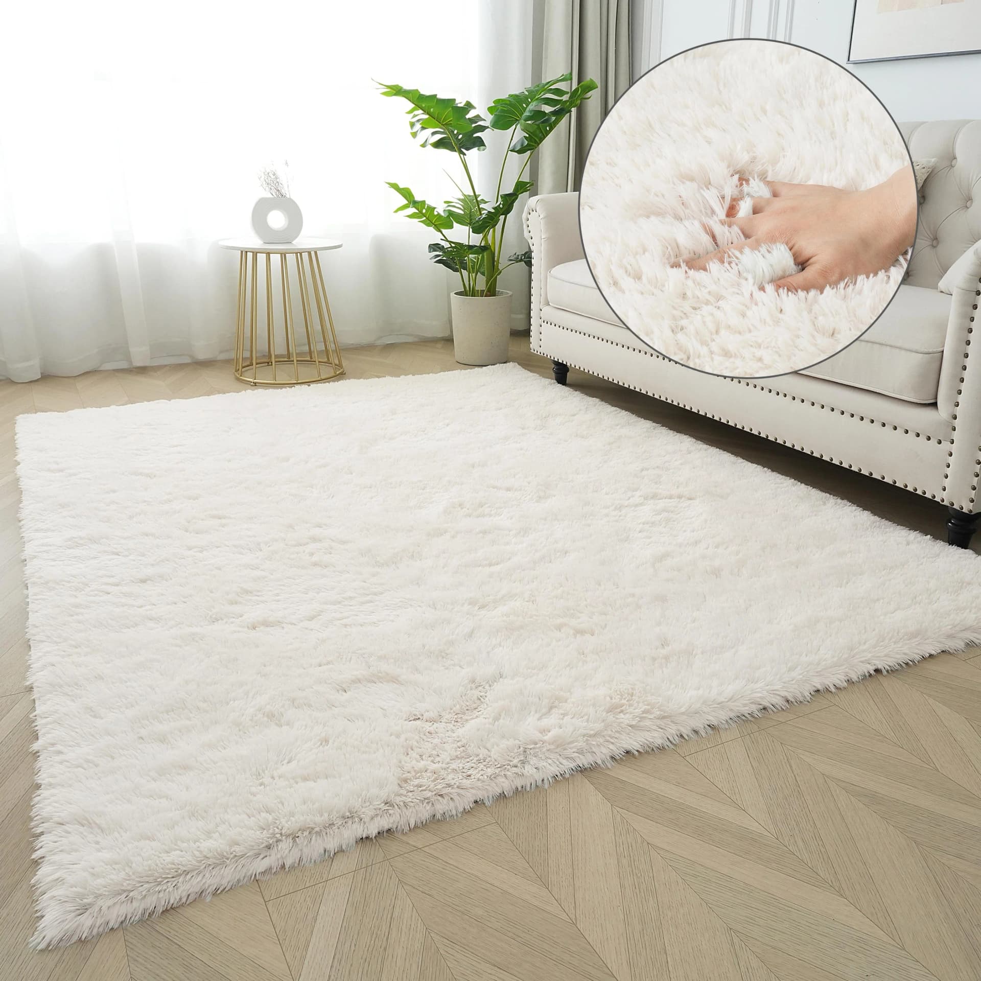 Hochflor-Teppich MY HOME Leava Creme