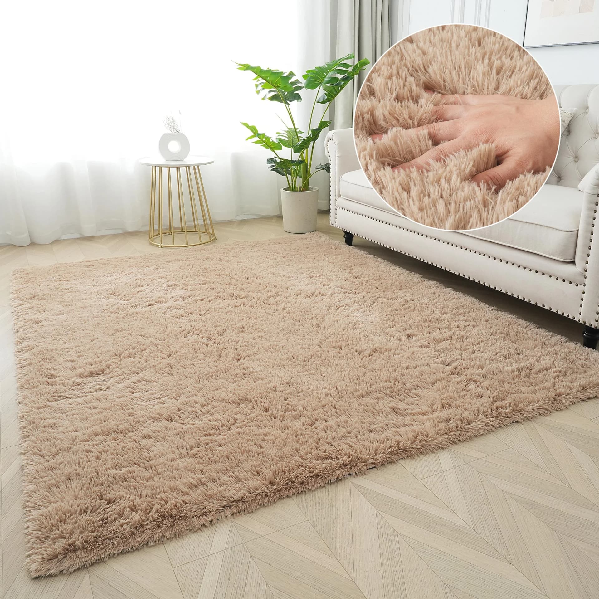 Hochflor-Teppich MY HOME Leava Grau Uni-Design