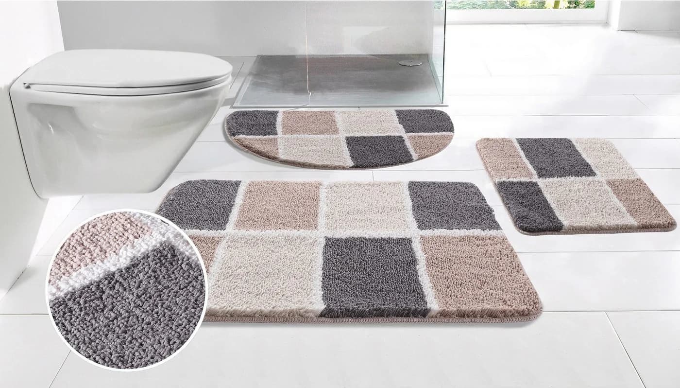 OTTO home Badematte Anna Beige Kachelmuster Rutschhemmend Polyester - Bild 2