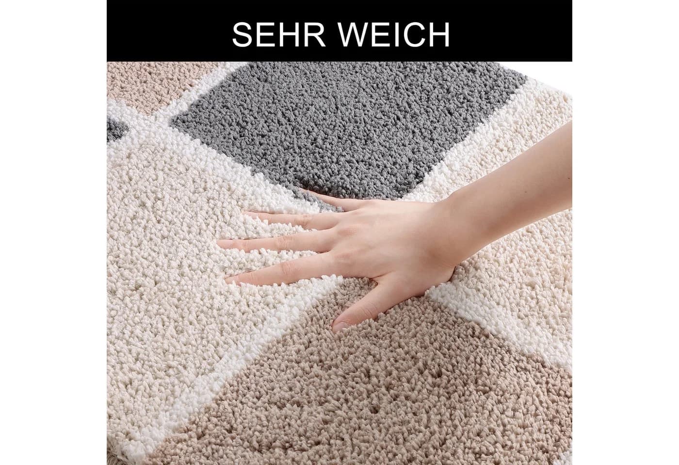 OTTO home Badematte Anna Beige Kachelmuster Rutschhemmend Polyester - Bild 5