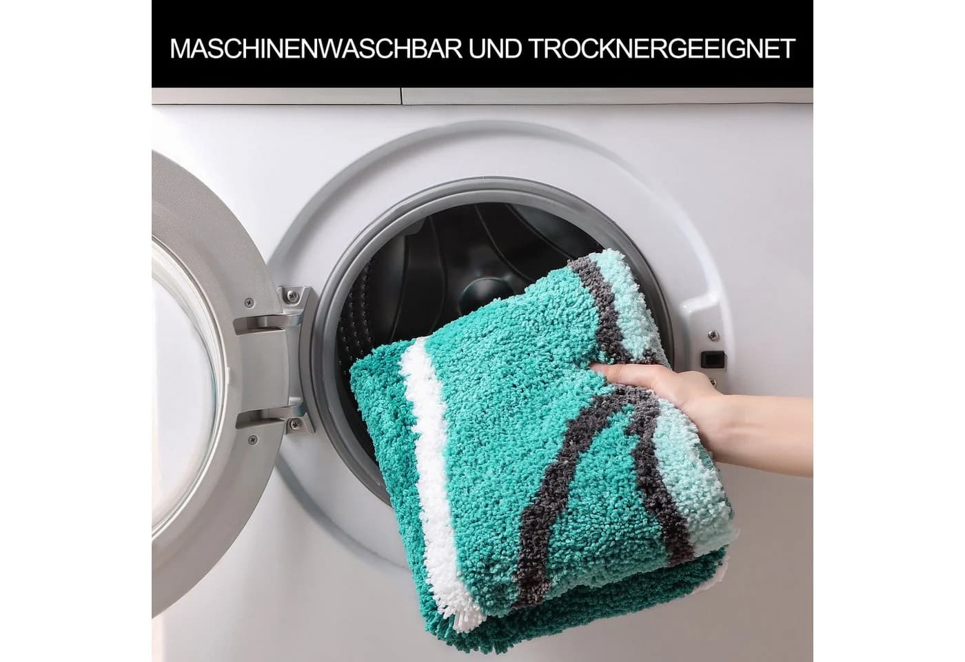 my home Badematte Juna mit Muster, Badvorleger, Badezimmer Teppich, Duschvorleger, Höhe 20 mm, rutschhemmend beschichtet, strapazierfähig, Polyester, rechteckig, besonders weich, Design, Badematten, Badteppich - Bild 5