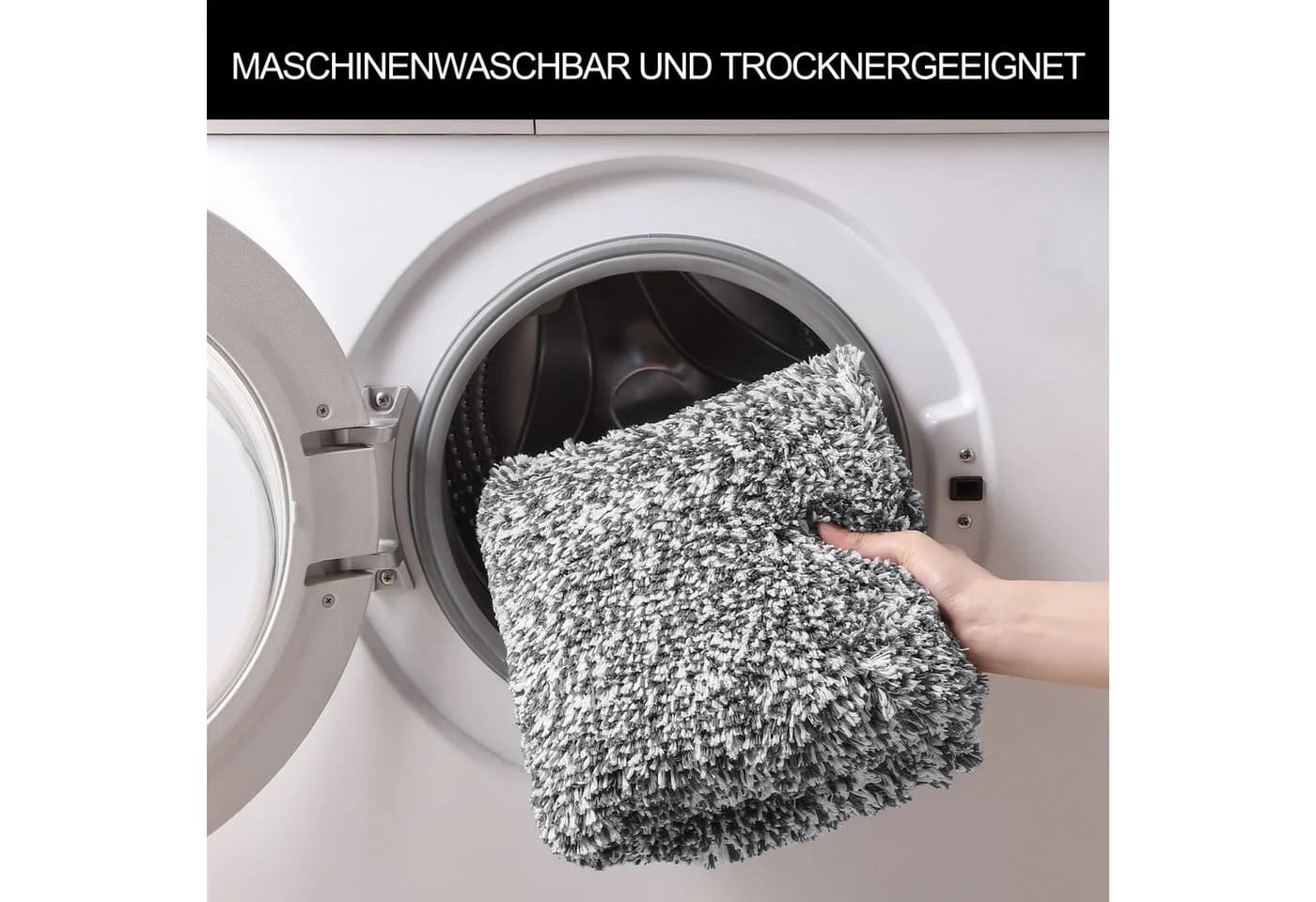 OTTO home Badematte Vanessa meliert Grau-Weiß Halbrund - Bild 5