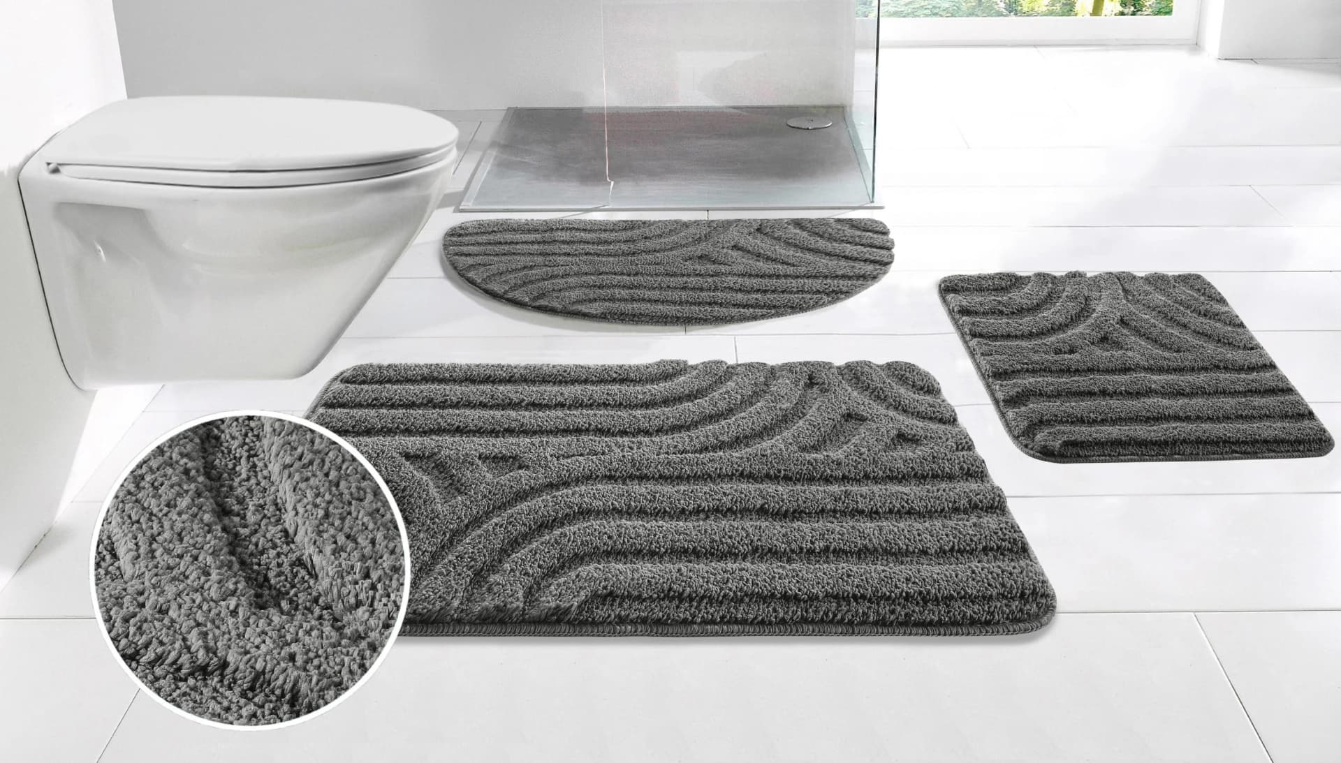 Badematte Sanremo Scandi Anthrazit Hoch-Tief-Effekt my home
