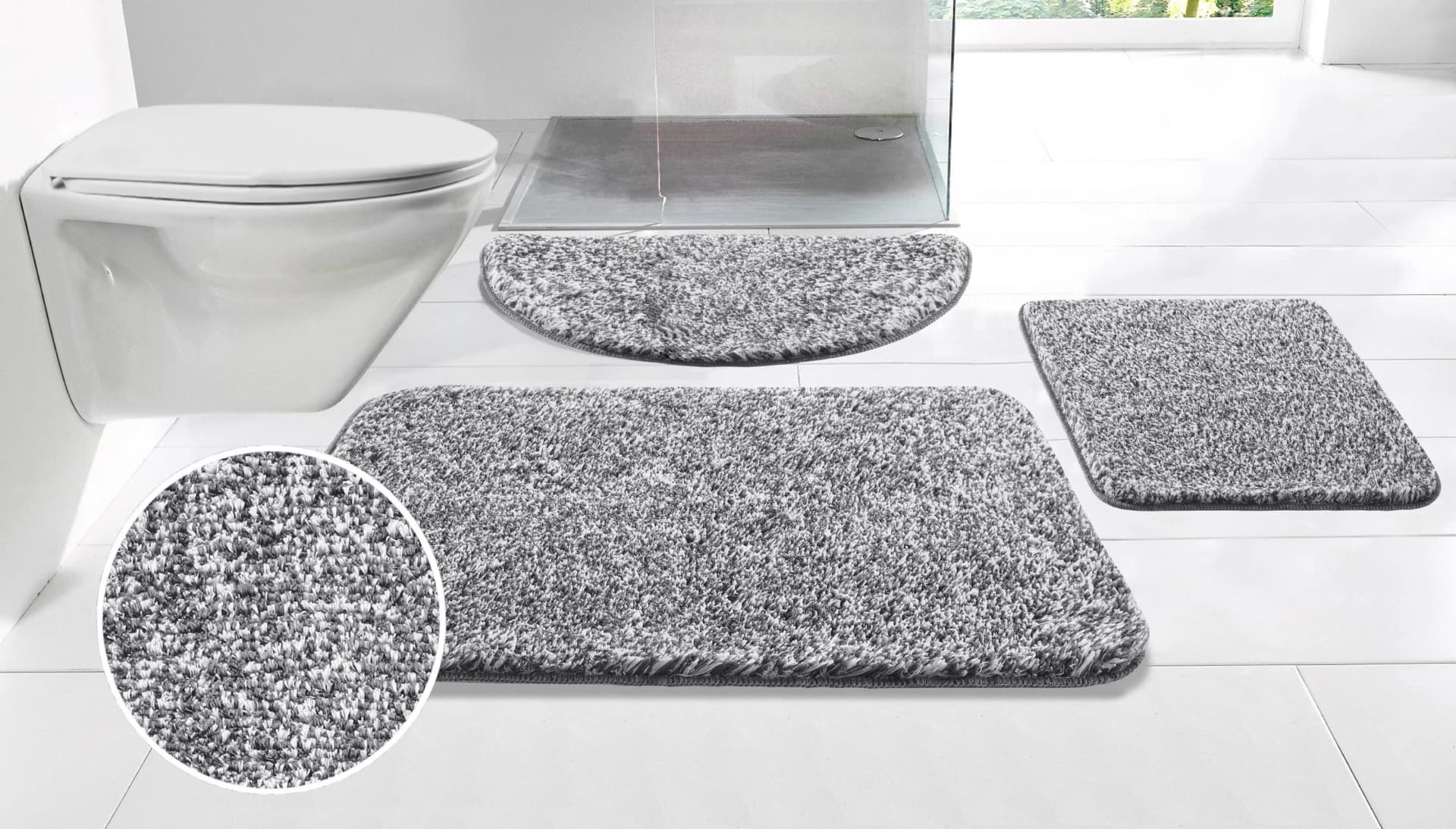 Badematte Vanessa meliert von my home, anthrazit-weiß, Polyester