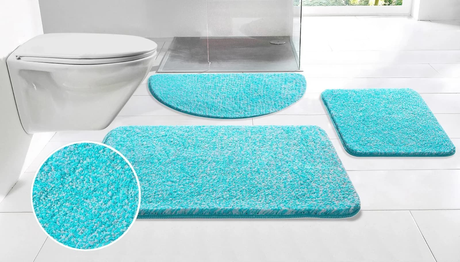 Badematte Vanessa Meliert Türkis/Weiß/Blau Polyester