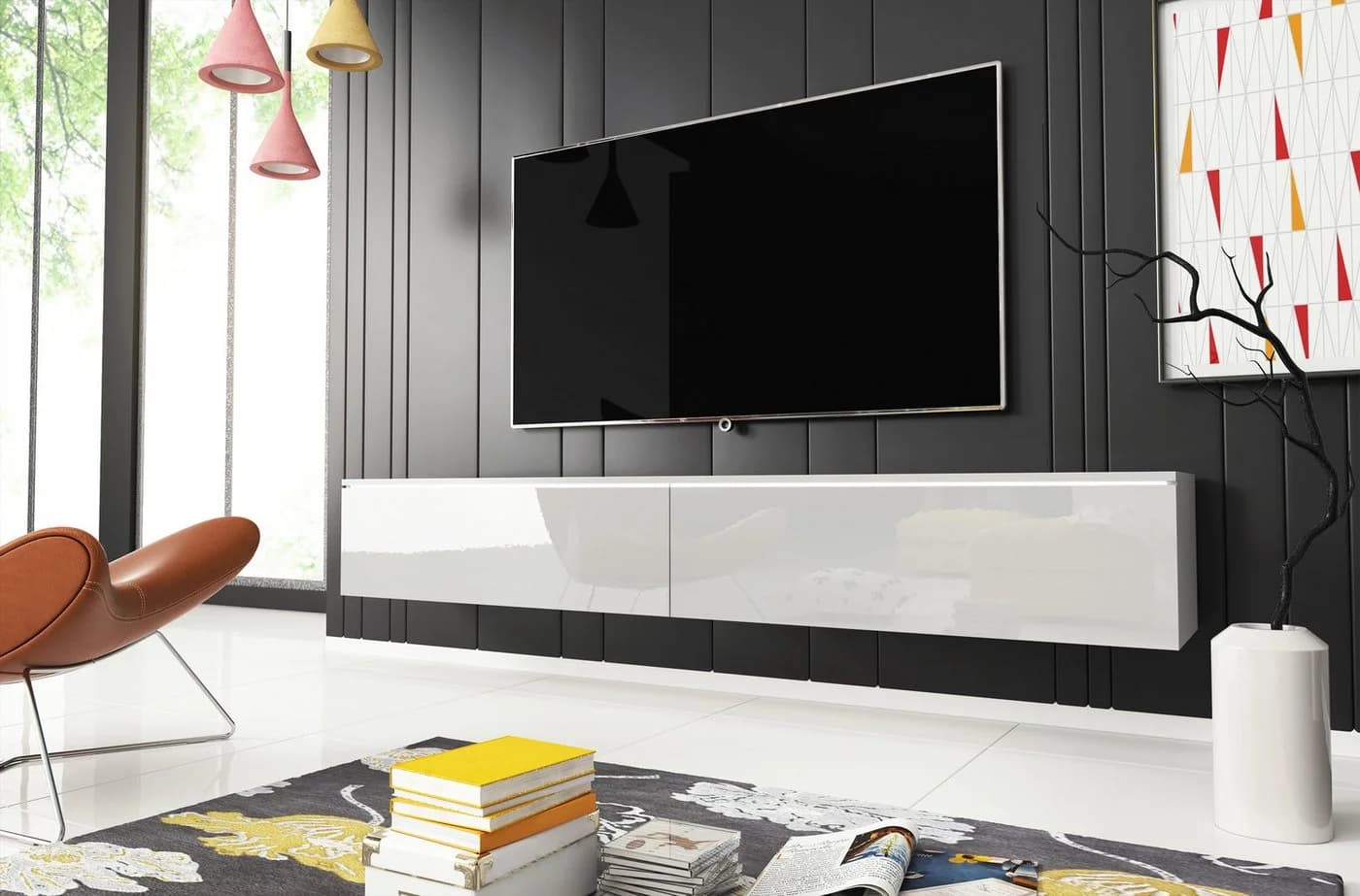 HOME AFFAIRE Lowboard Vera Weiß mit LED-Beleuchtung