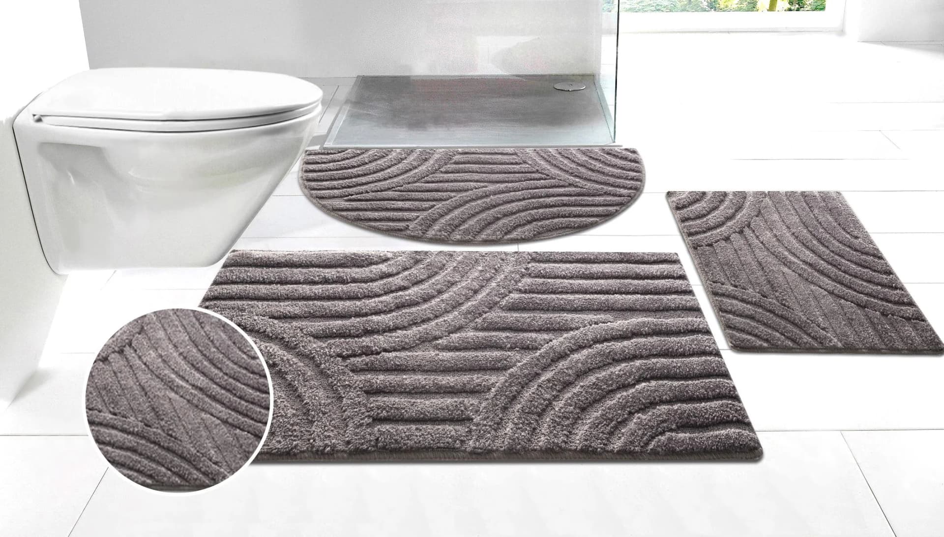 Badematte MY HOME Regona Scandi Anthrazit Hoch-Tief-Effekt