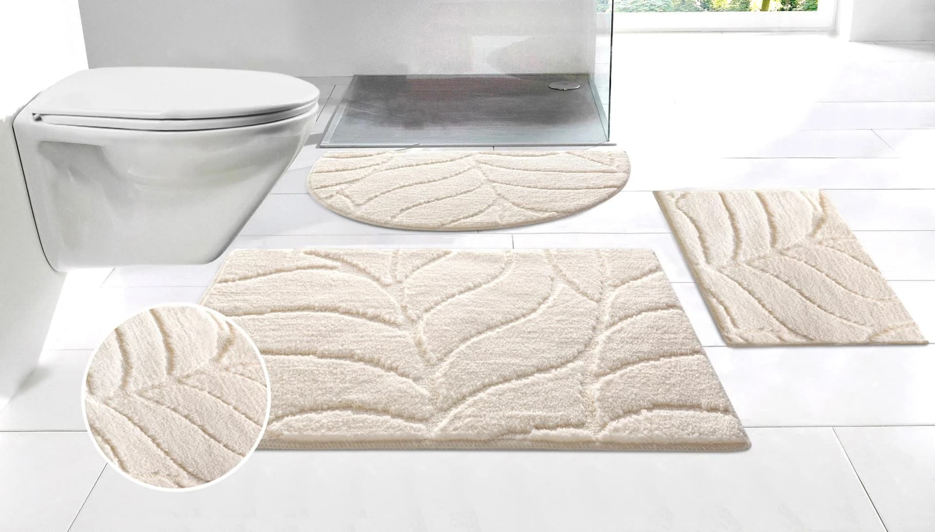 Badematte MY HOME Epense Blatt-Motiv Hoch-Tief-Effekt 150x80 cm