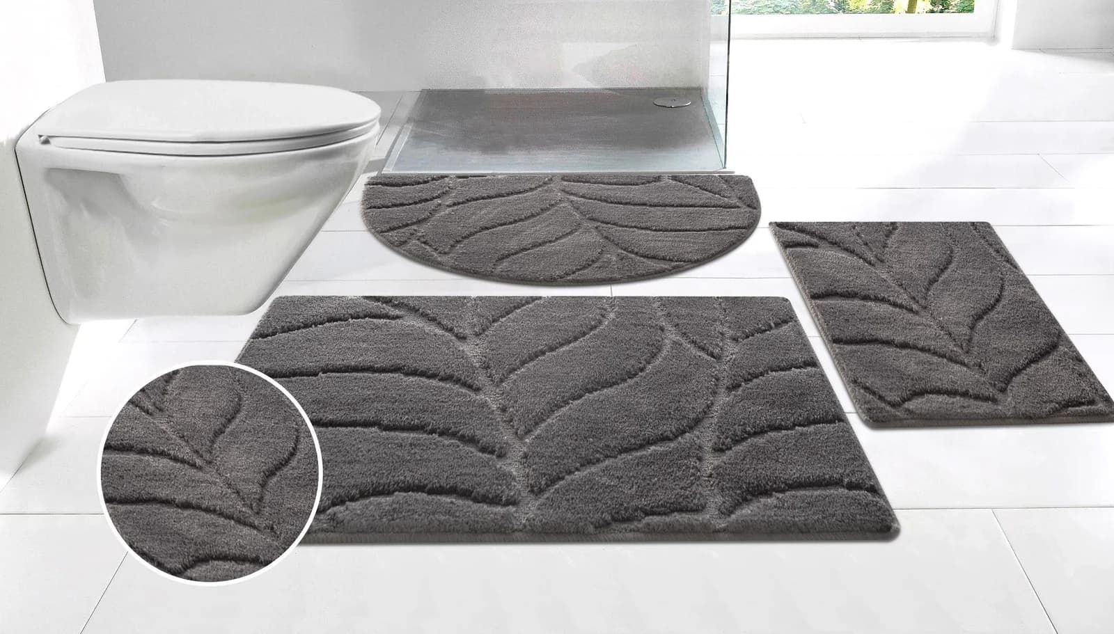 Badematte MY HOME Epense Blatt-Motiv Anthrazit