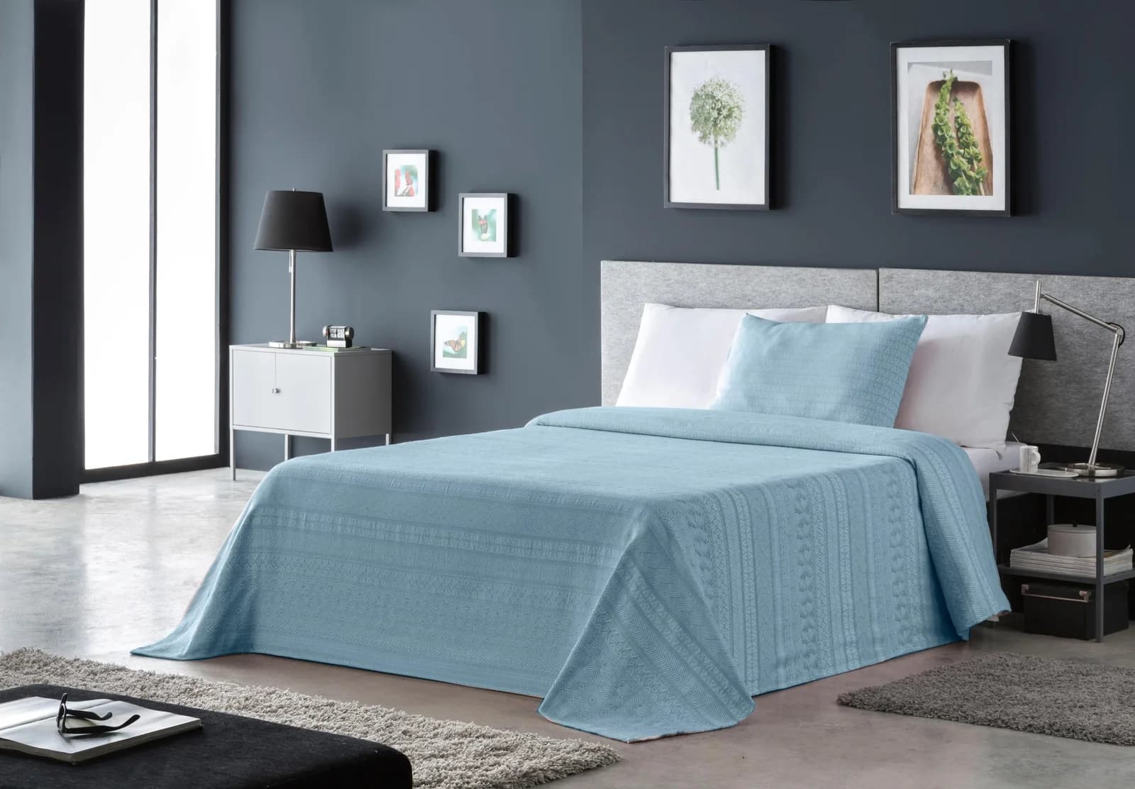 OTTO HOME Tagesdecke Toscana Hellblau Ornamente Mischgewebe
