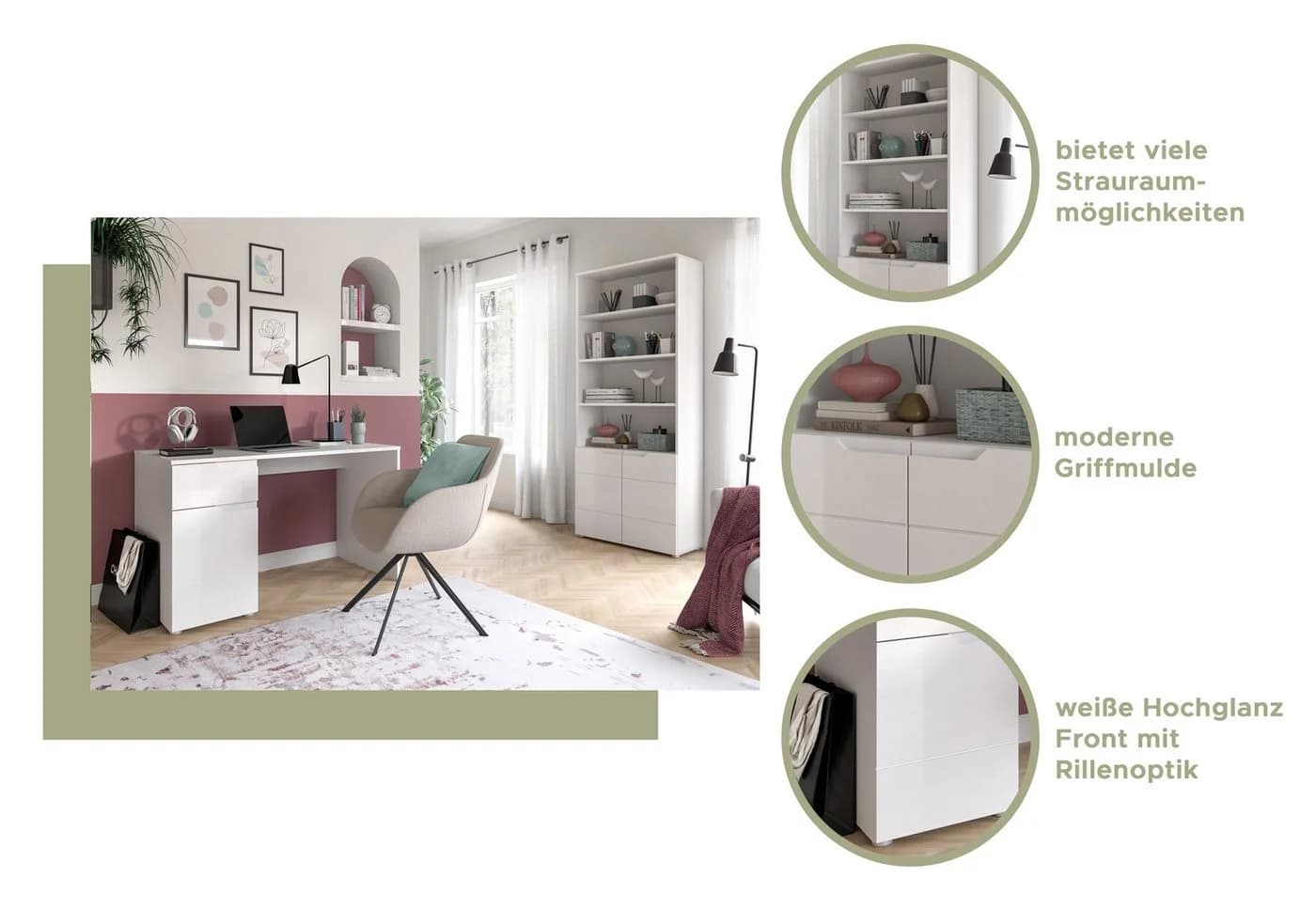 HOME AFFAIRE Aktenschrank CAPRI Weiß Hochglanz 2 Türen - Bild 3