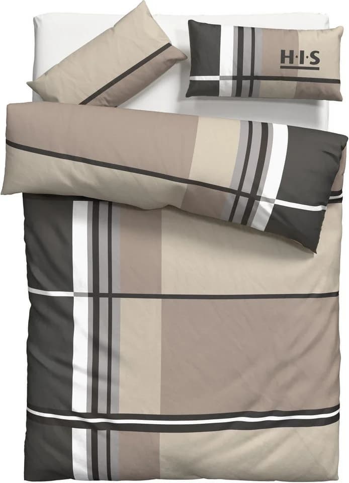 H.I.S. Bettwäsche Cassia Grau Taupe Karo 135x200cm