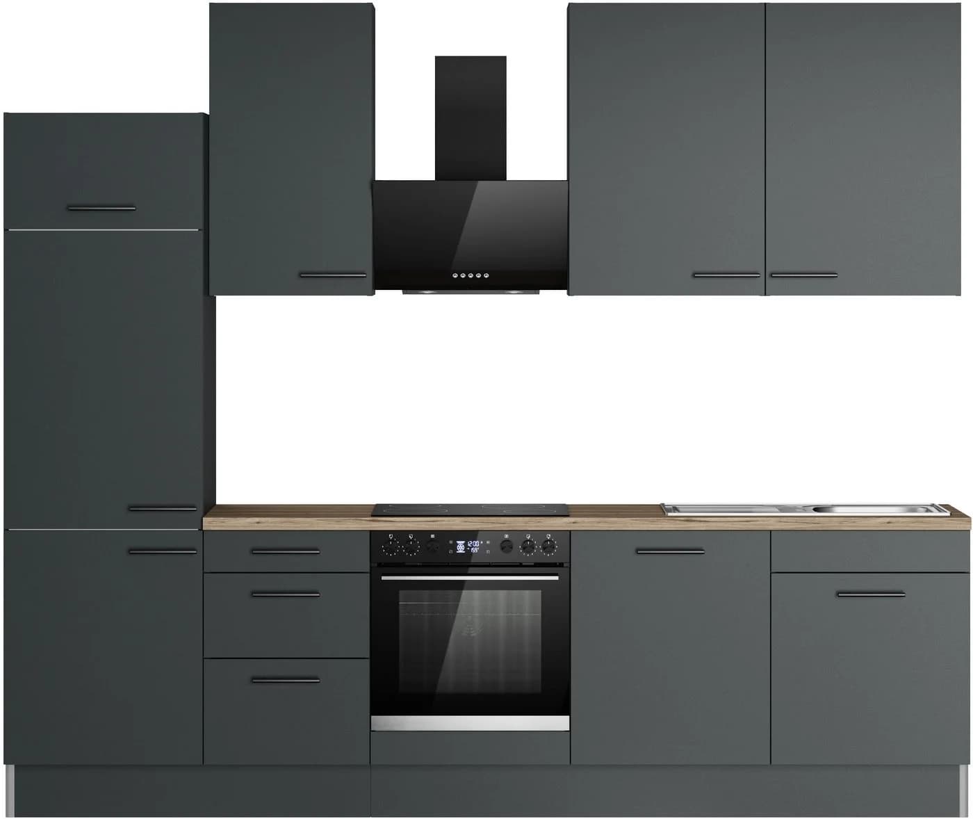 OPTIFIT Küchenzeile Fiona 290 cm Anthrazit Aluminiumgriffe - Bild 2