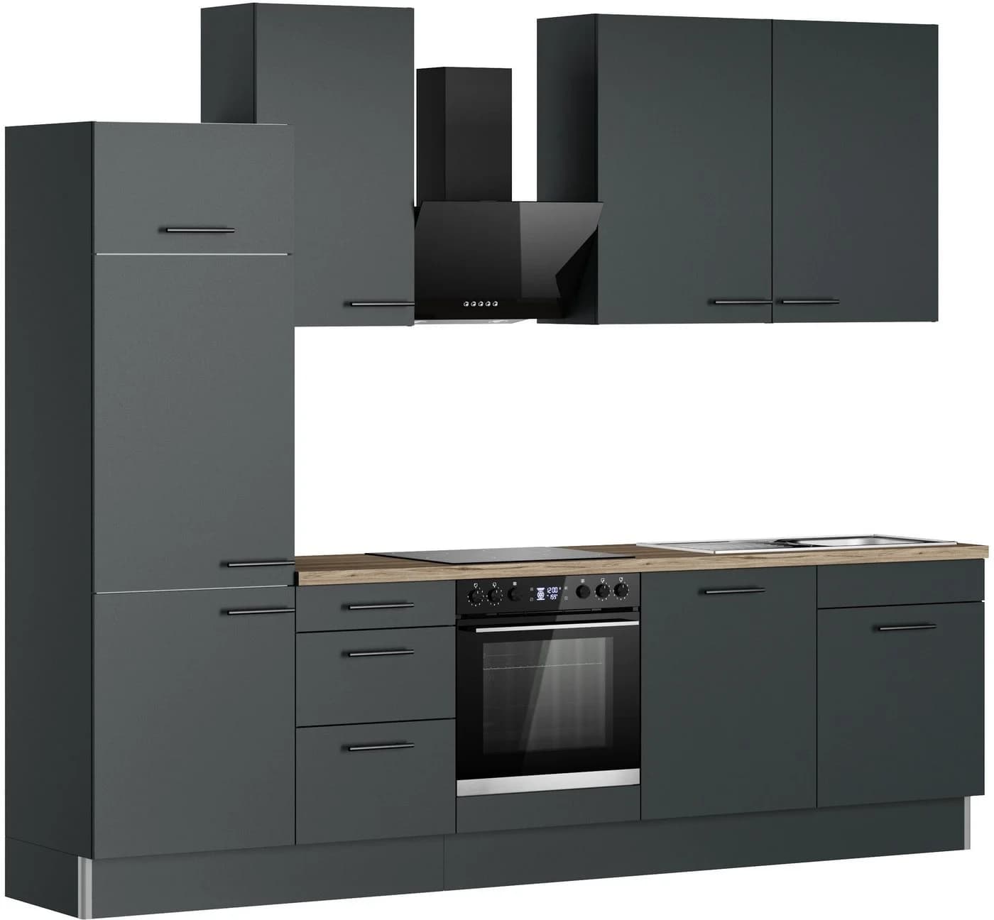 OPTIFIT Küchenzeile Fiona 290 cm Anthrazit Aluminiumgriffe - Bild 3