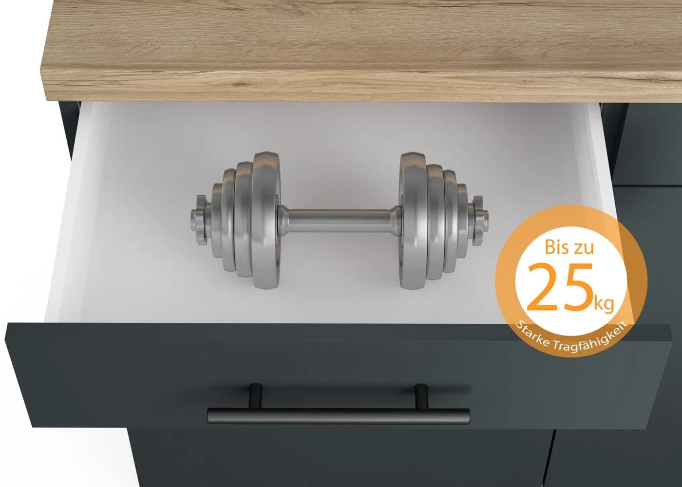 OPTIFIT Küchenzeile Fiona Anthrazit Aluminiumgriffe - Bild 5