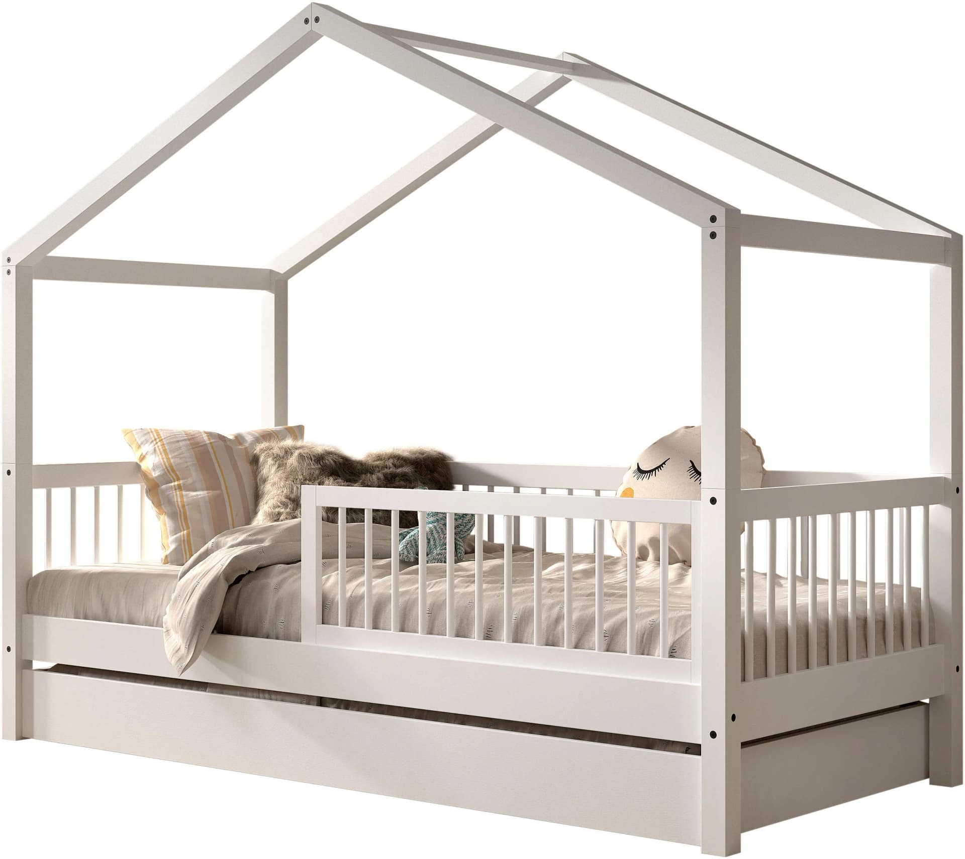 Home Affaire Hausbett Forrest Weiß Massivholz mit Dach