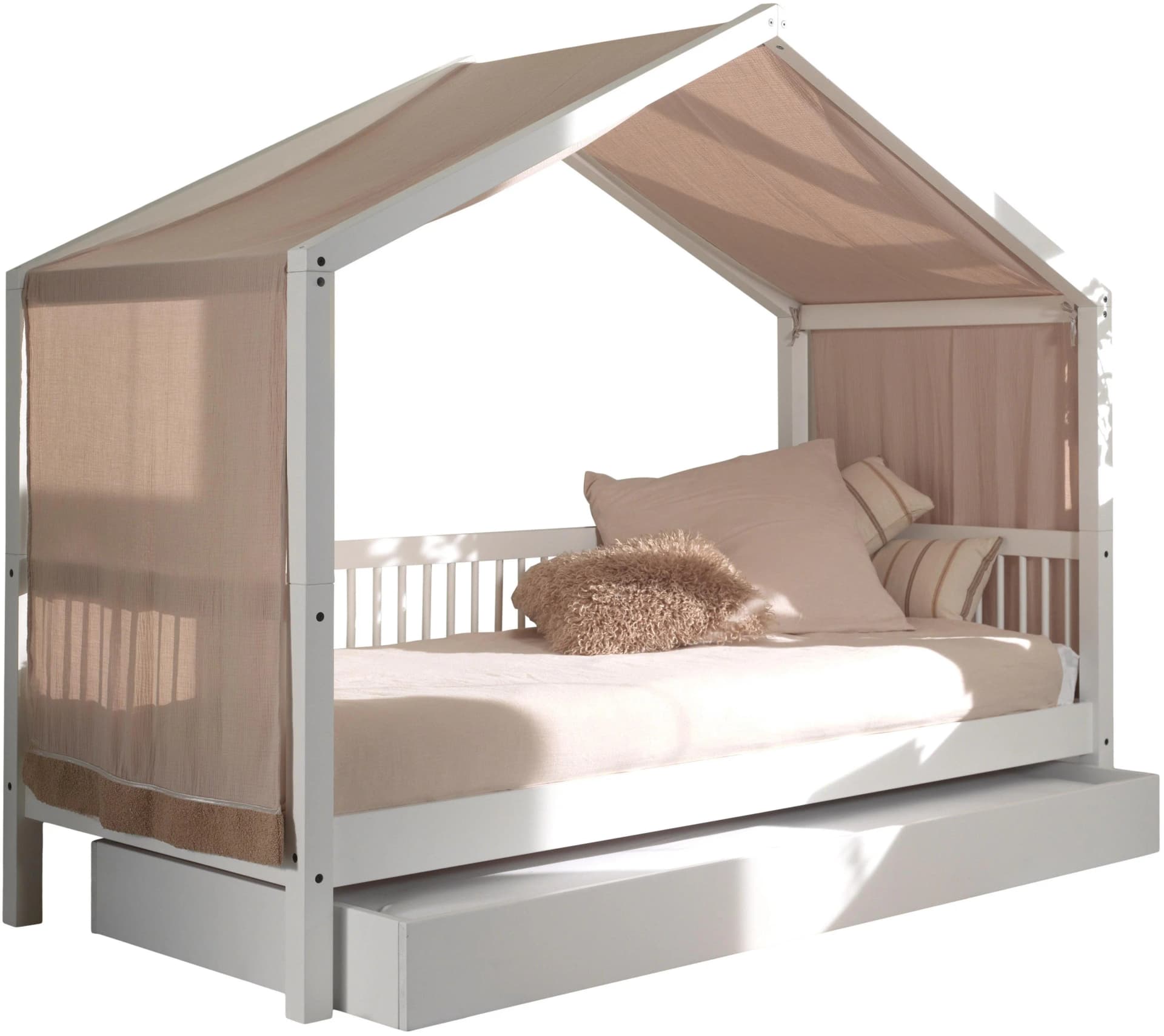 Home Affaire Hausbett Forrest Weiß Buche massiv mit Dach und Schublade