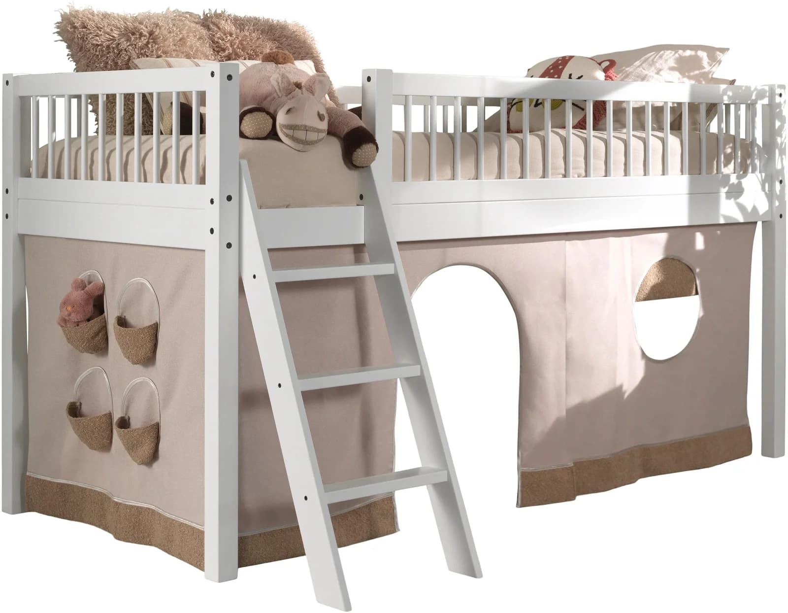 Home Affaire Spielbett Forrest 90/200 Weiß Buche mit Vorhang