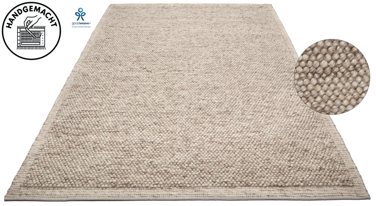 OTTO HOME Wollteppich Wolly Rahmen Handgewebt Beige