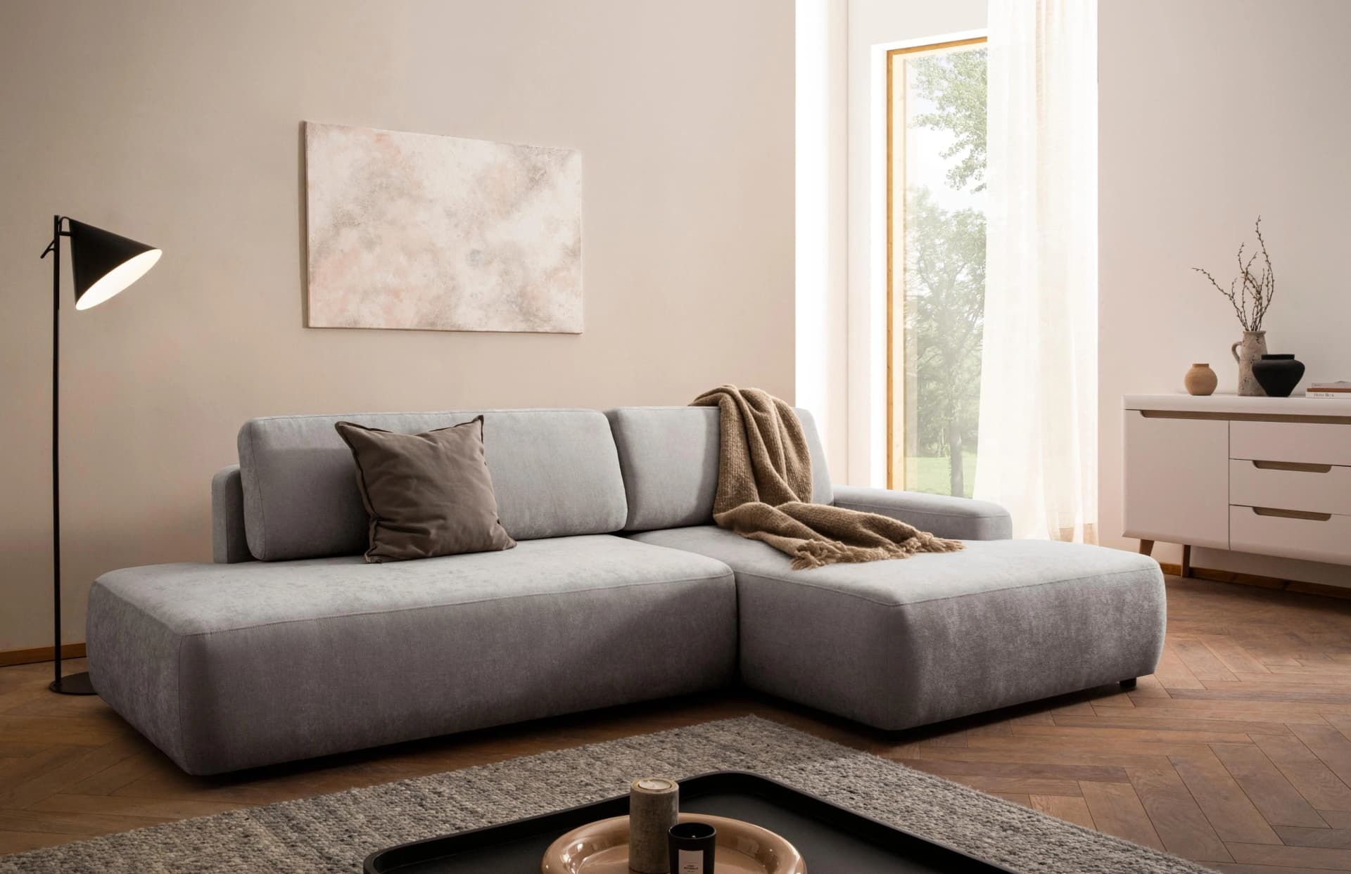 Home Affaire Ecksofa Torge L-Form Hellgrau mit Schlaffunktion