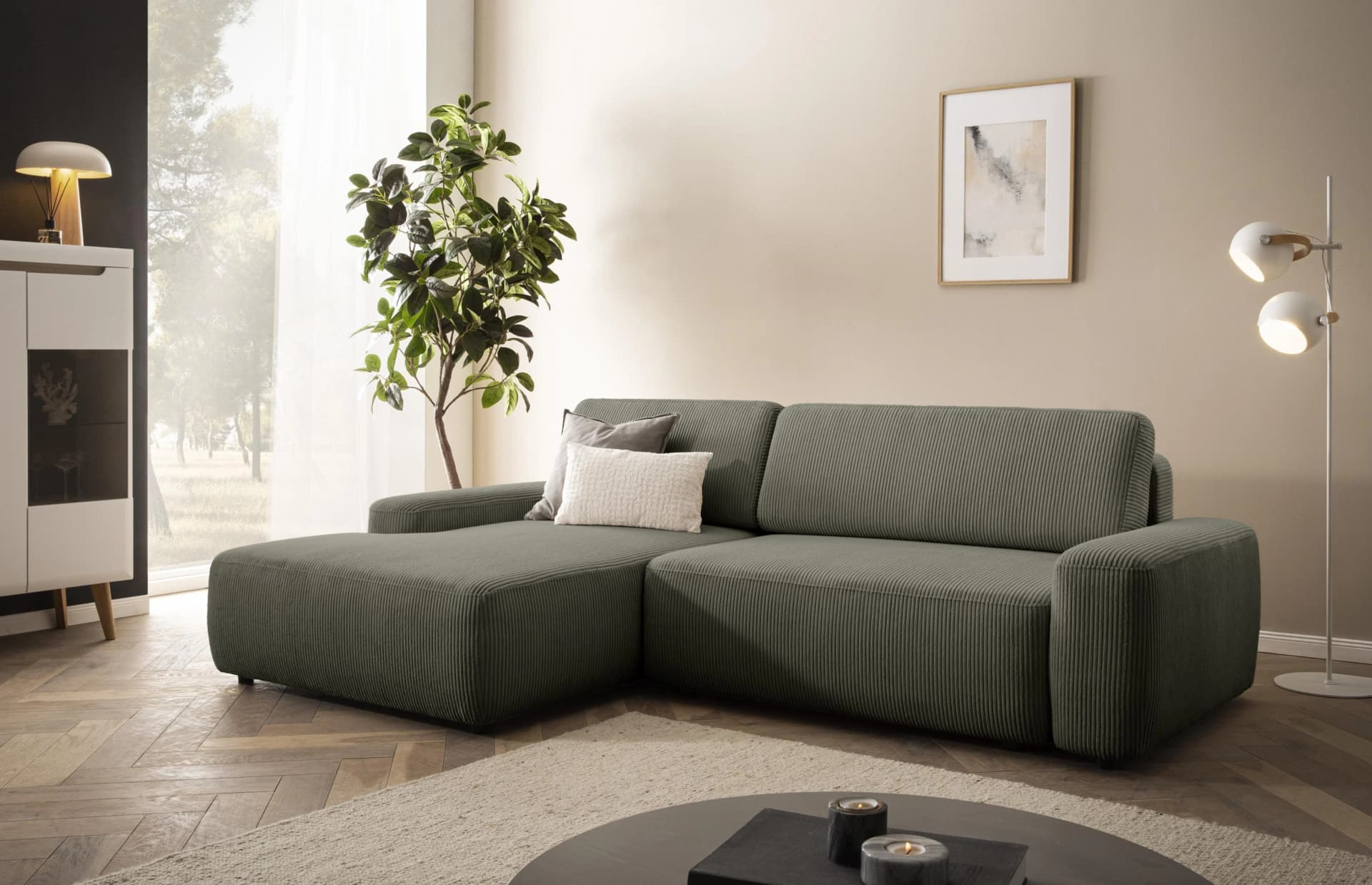 Home Affaire Ecksofa Torge L-Form mit Schlaffunktion Cord Khaki