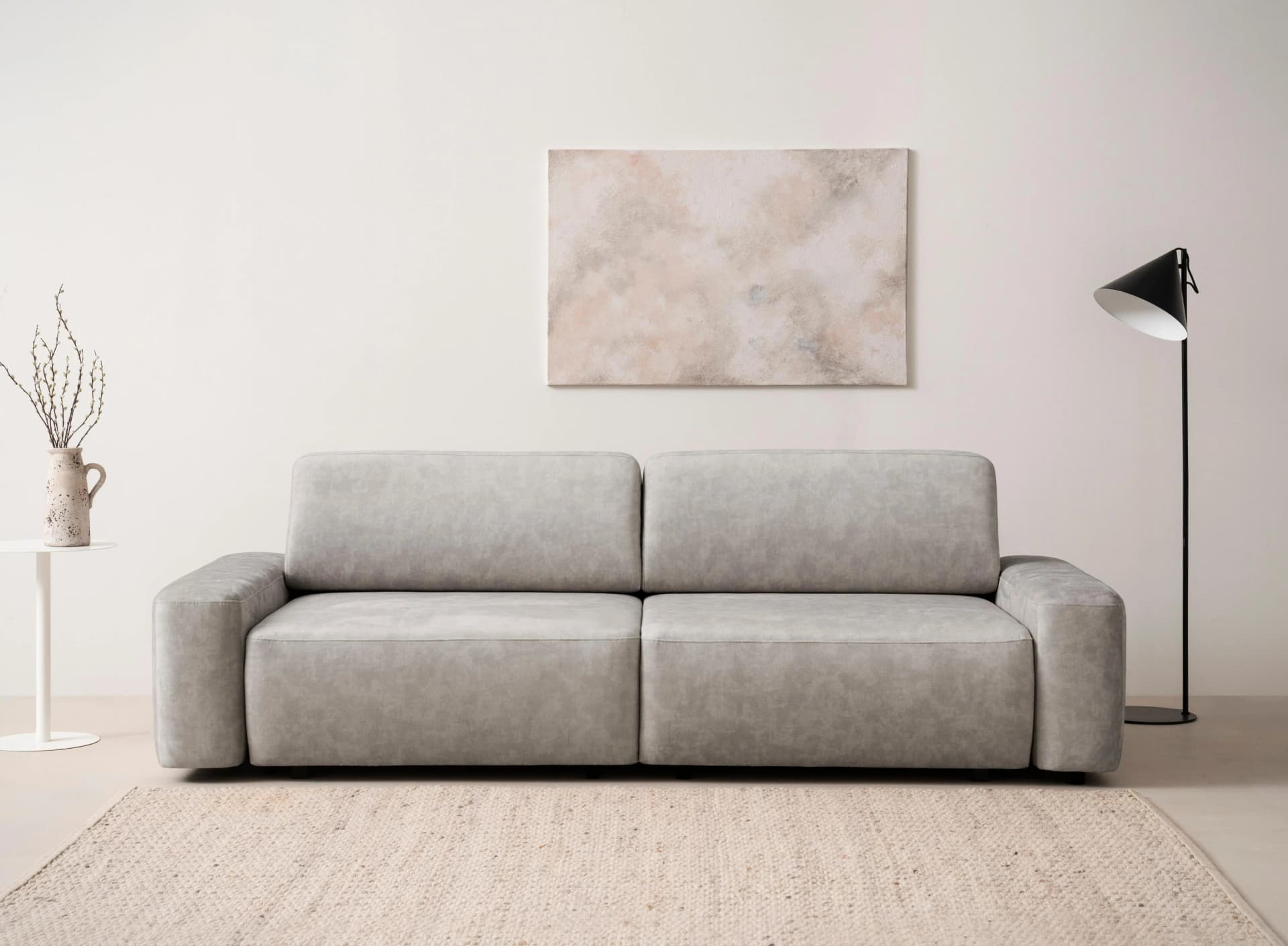 HOME AFFAIRE Torge 3-Sitzer Schlafsofa Beige Samtvelours