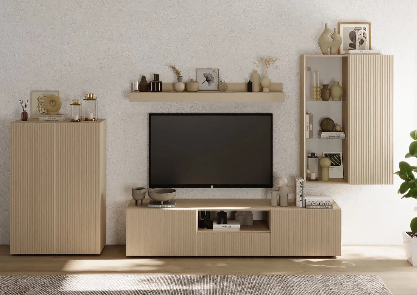 HOME AFFAIRE Wohnwand Rio 4-tlg. Beige Geriffelt Modern - Bild 2