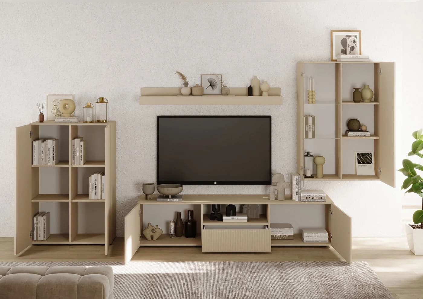 HOME AFFAIRE Wohnwand Rio 4-tlg. Beige Geriffelt Modern - Bild 3