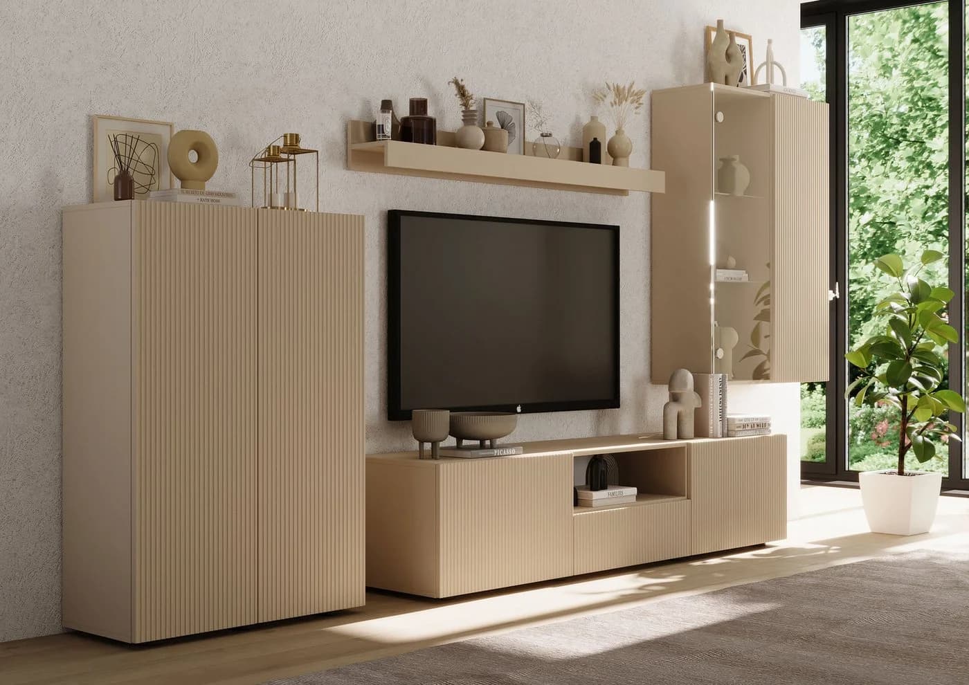 HOME AFFAIRE Wohnwand Rio 4-tlg. Beige Geriffelt Modern - Bild 5