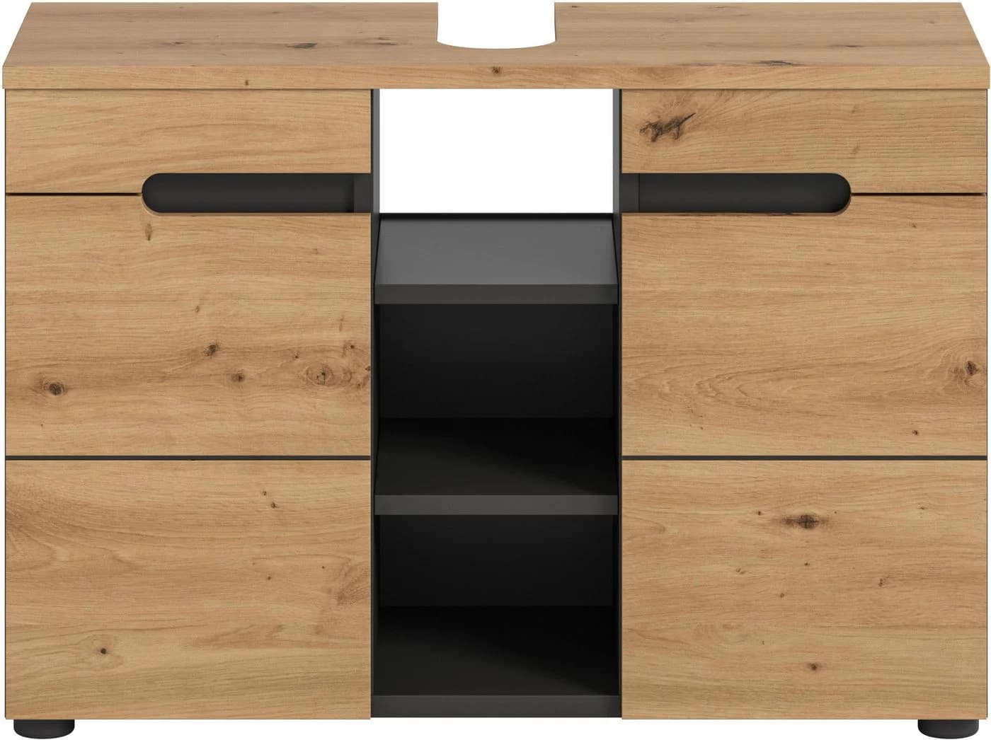 WELLTIME REHAT Waschbeckenunterschrank 80 cm Grau Eiche Soft-Close - Bild 3
