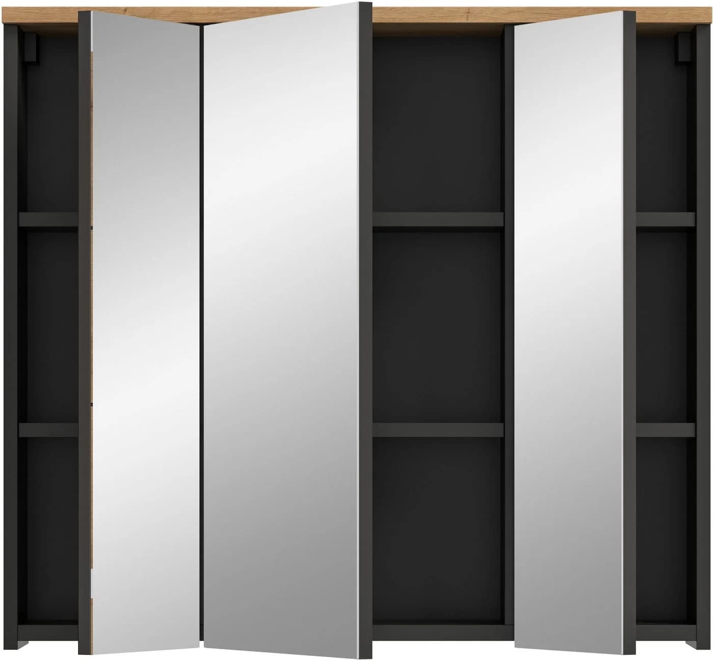 WELLTIME Spiegelschrank REHAT 3-tlg. Grau Eiche Soft-Close - Bild 4