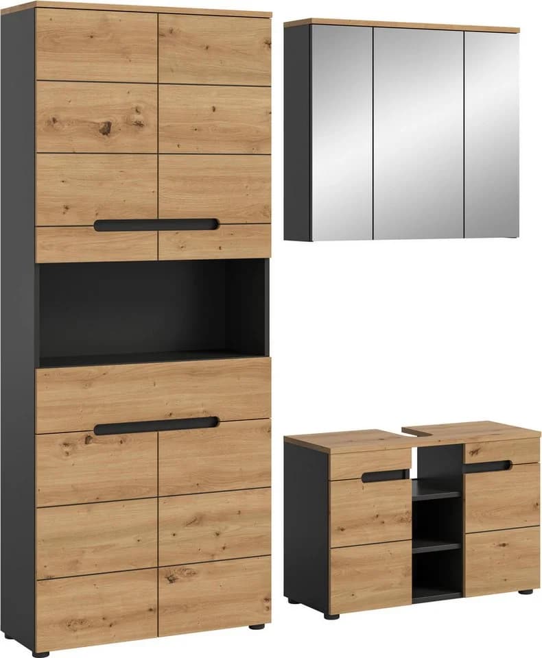 INOSIGN Badmöbel-Set REHAT 3-teilig Grifflos Basalt Grau - Bild 2
