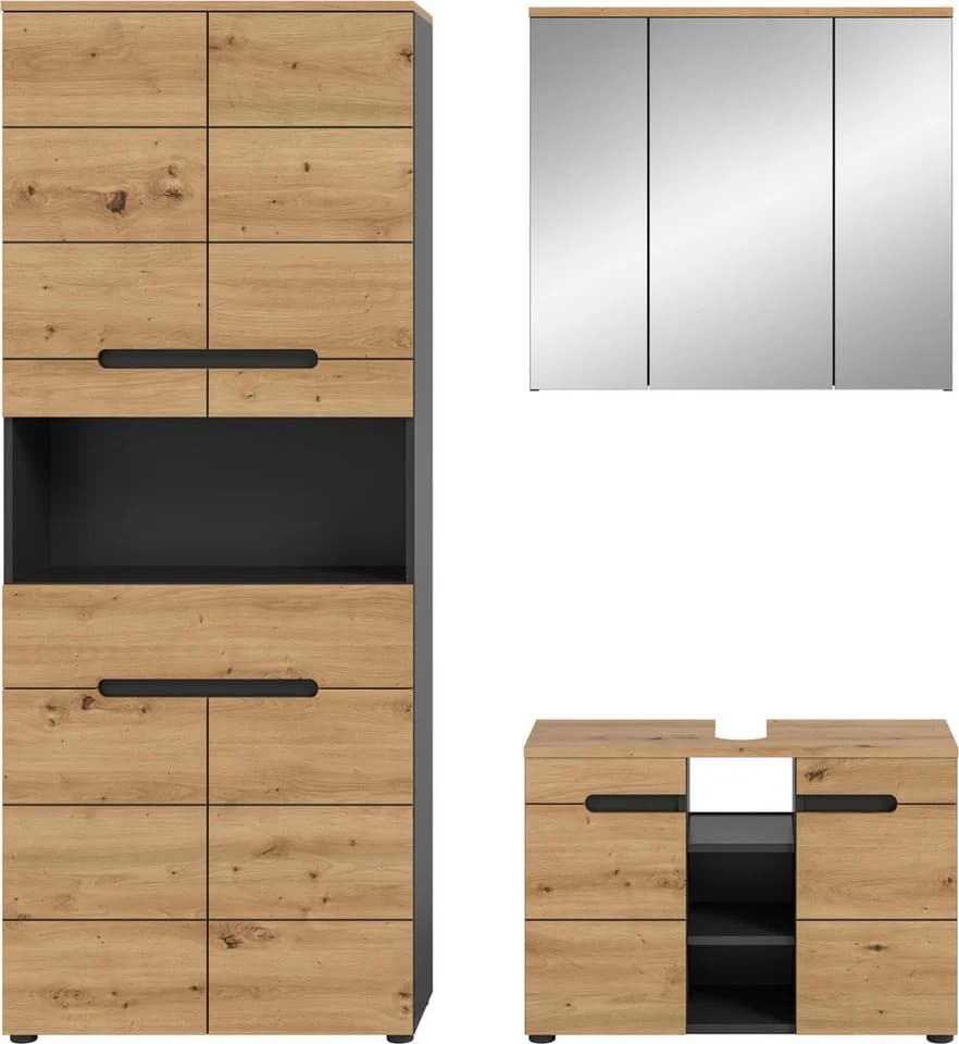 INOSIGN Badmöbel-Set REHAT 3-teilig Grifflos Basalt Grau - Bild 3