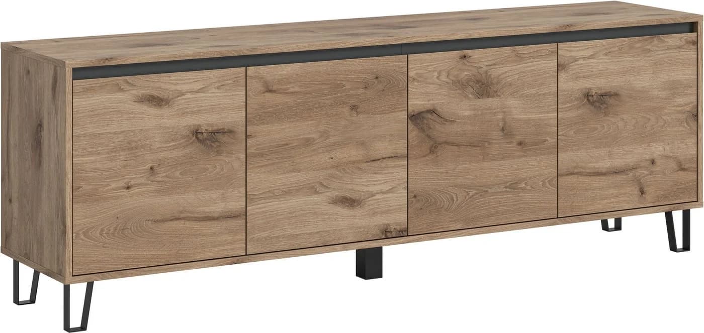 Home Affaire Lowboard Baltic 184cm 4 Türen Holzoptik Grau - Bild 2