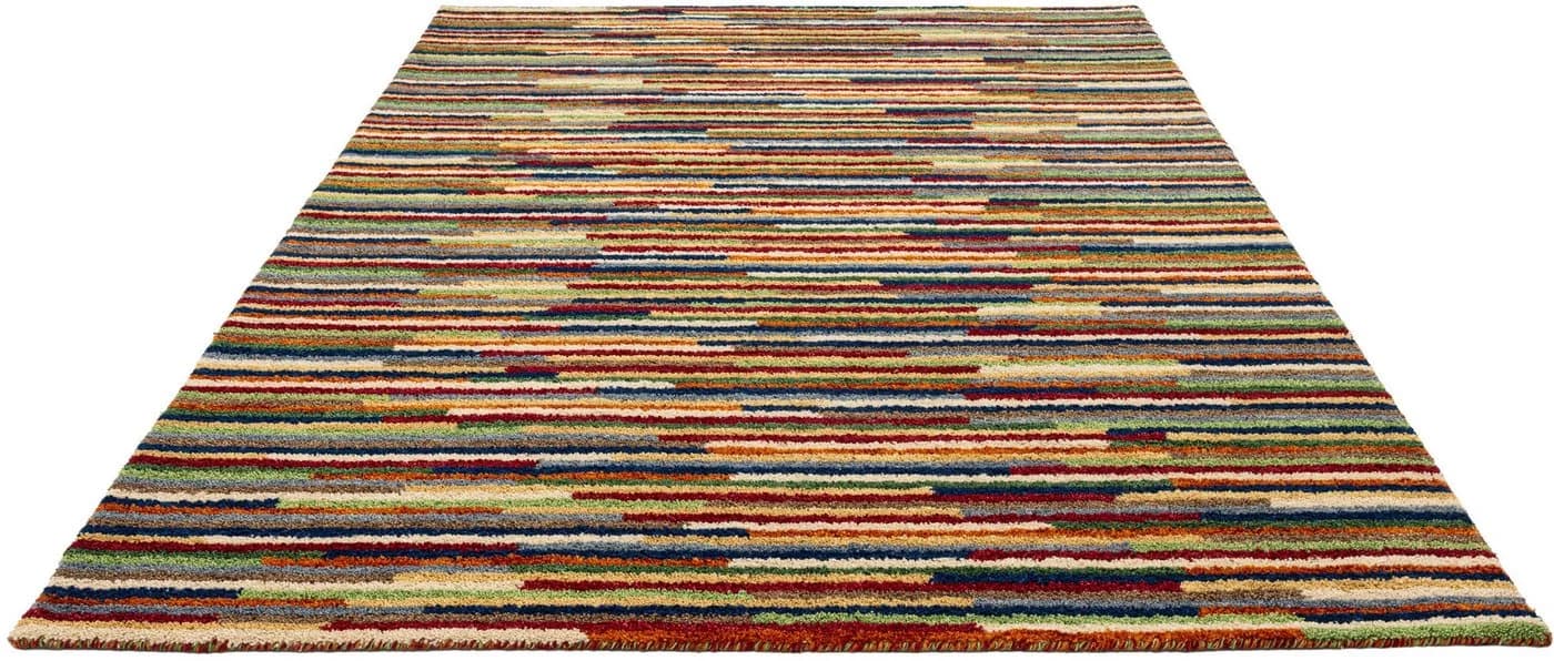 THEKO Gabbeh Wollteppich Handgefertigt Meliert Bunt